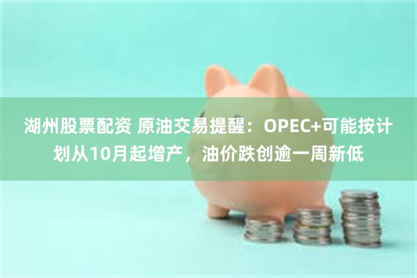 湖州股票配资 原油交易提醒：OPEC+可能按计划从10月起增